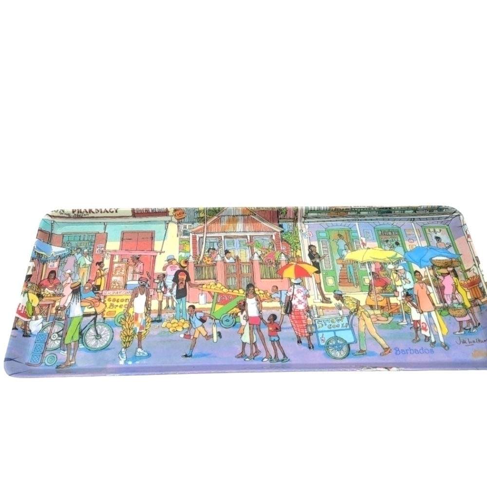 VINTAGE Mebel Melamine Jim Walker 🇧🇧 Barbad Street City Scene Tray 6" x 15.25"